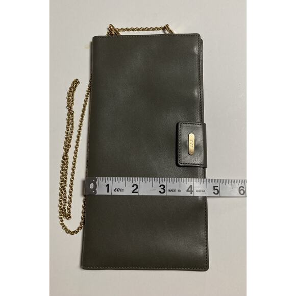 Vtg Womens Large SAS Faux Leather Travel Wallet Crossbody Purse Green Gray NOS - Picture 10 of 14